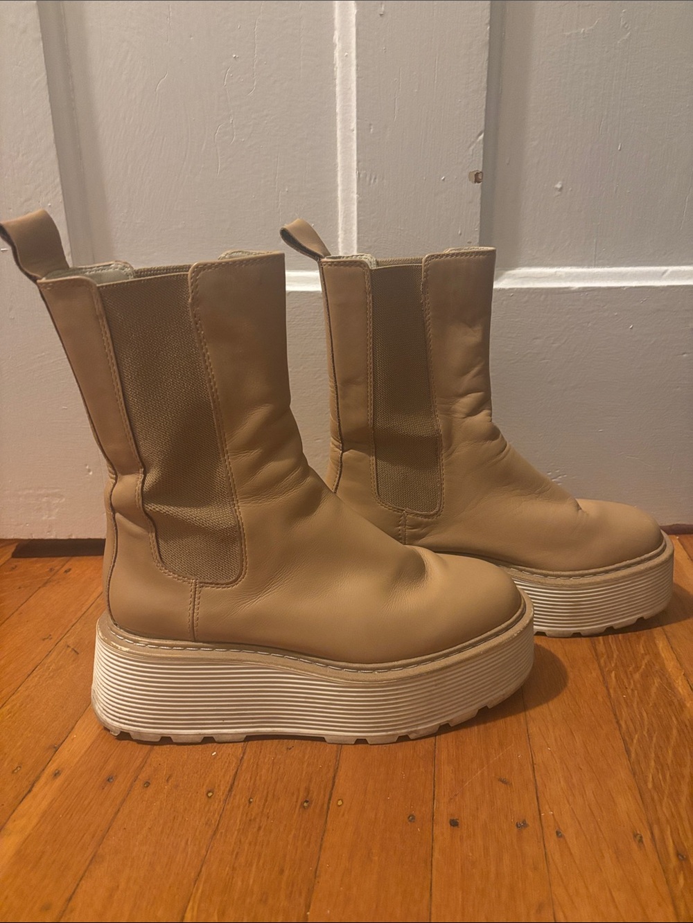 H&M Beige Platform Chelsea Boots